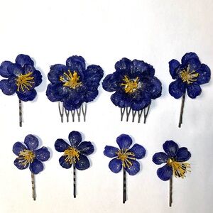 Handmade Blue Floral Hair Accessories
